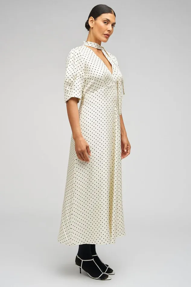 Oroton Spot Print Day Dress Cream Women Dresses Oroton Spot Print Day Dress Cream Women Dresses