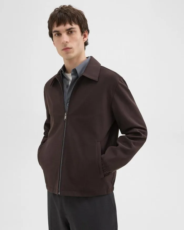 Outerwear Men Theory Brody Jacket In Precision Ponte Hickory Outerwear Men Theory Brody Jacket In Precision Ponte Hickory