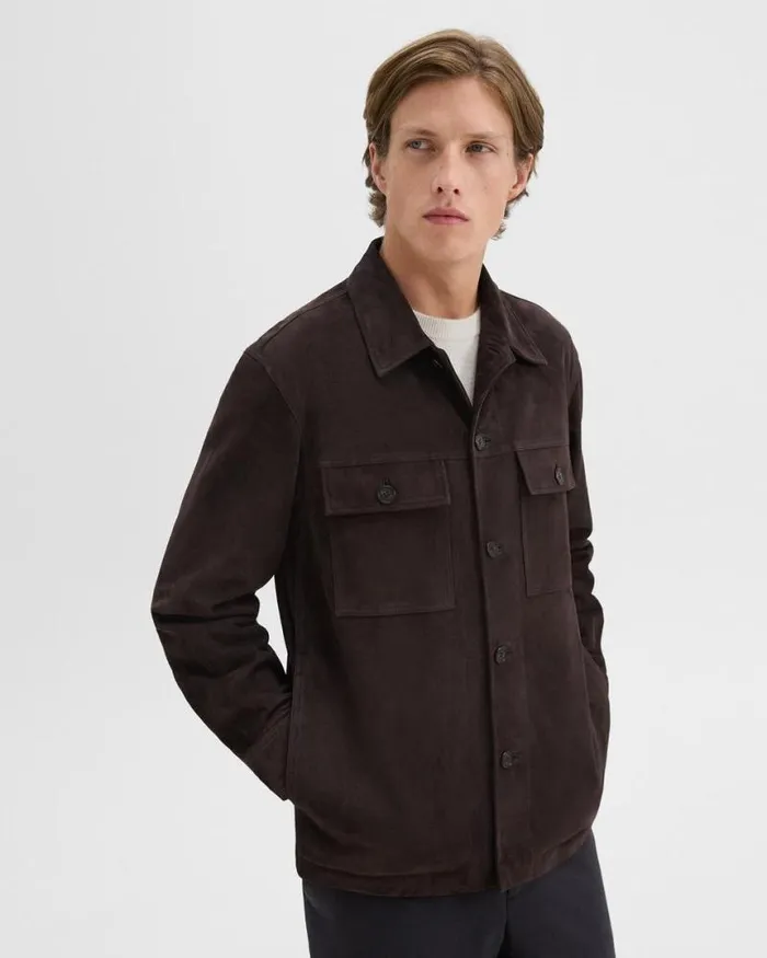Outerwear Men Theory Closson Military Jacket In Suede Hickory