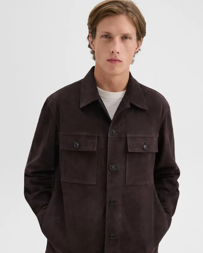 Outerwear Men Theory Closson Military Jacket In Suede Hickory Outerwear Men Theory Closson Military Jacket In Suede Hickory