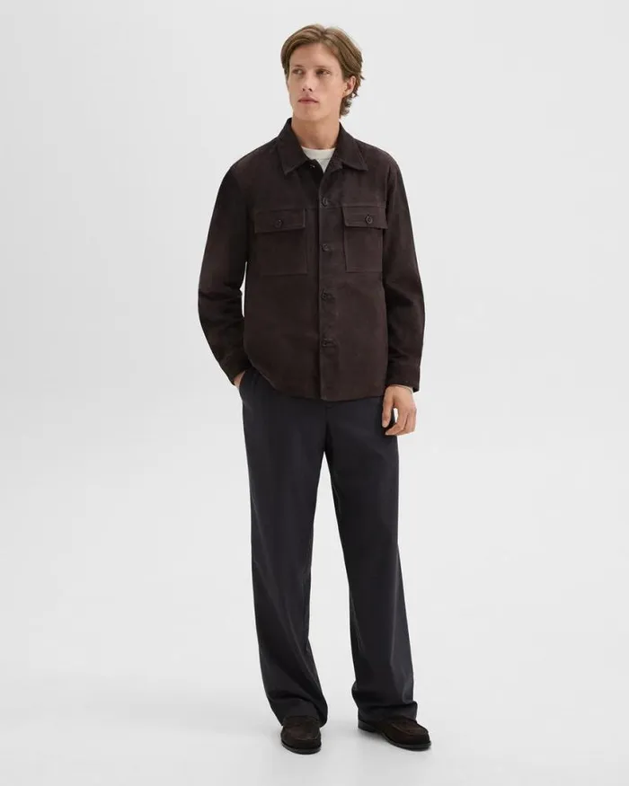 Outerwear Men Theory Closson Military Jacket In Suede Hickory Outerwear Men Theory Closson Military Jacket In Suede Hickory