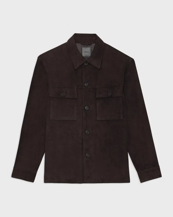 Outerwear Men Theory Closson Military Jacket In Suede Hickory Outerwear Men Theory Closson Military Jacket In Suede Hickory