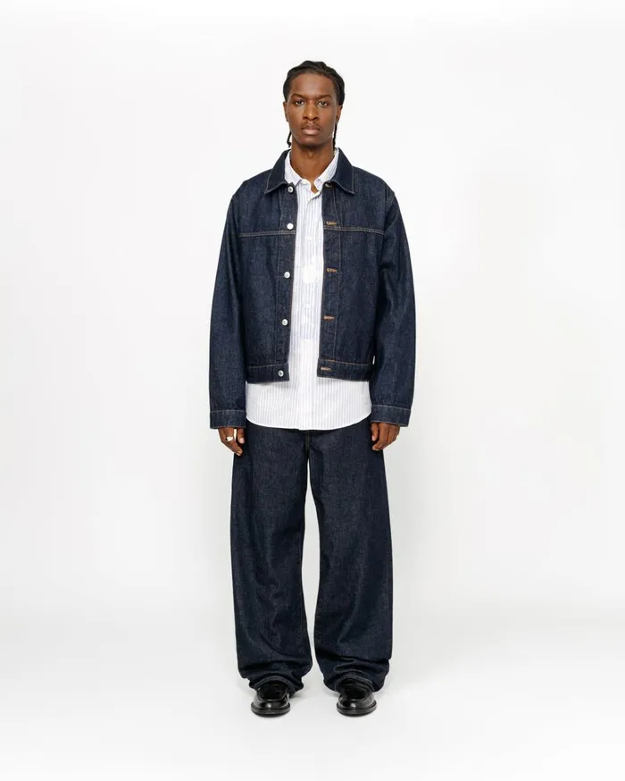 Outerwear MenWomen Stussy TRUCKER JACKET DENIM Rinsed Indigo