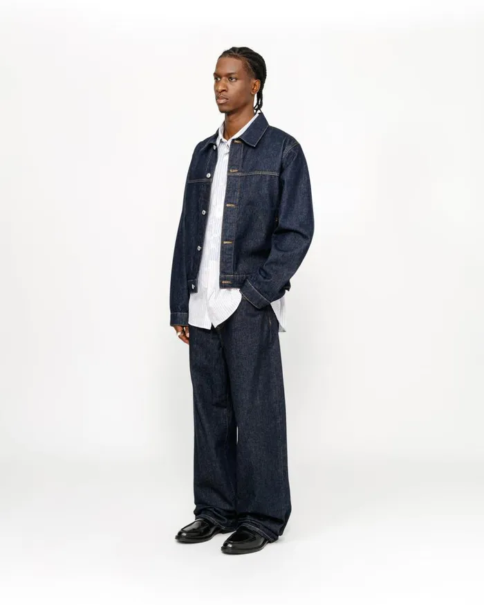 Outerwear MenWomen Stussy TRUCKER JACKET DENIM Rinsed Indigo