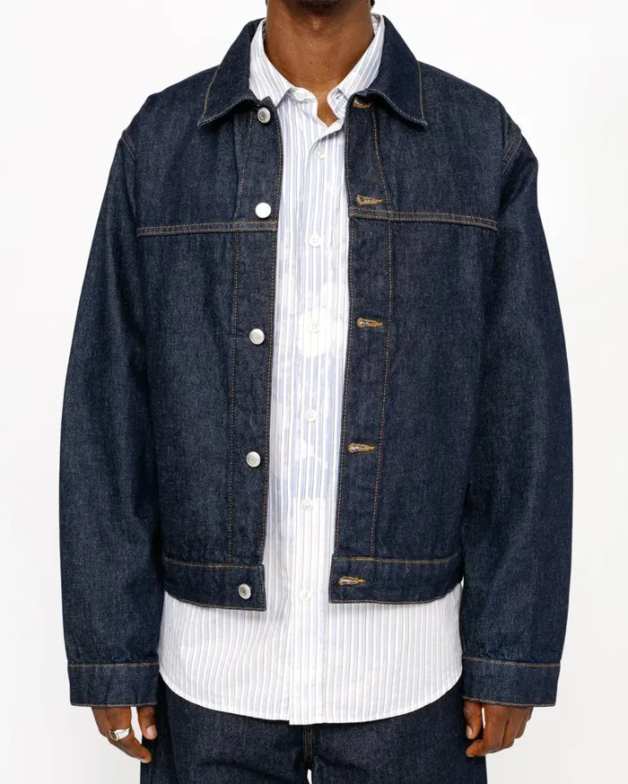 Outerwear MenWomen Stussy TRUCKER JACKET DENIM Rinsed Indigo