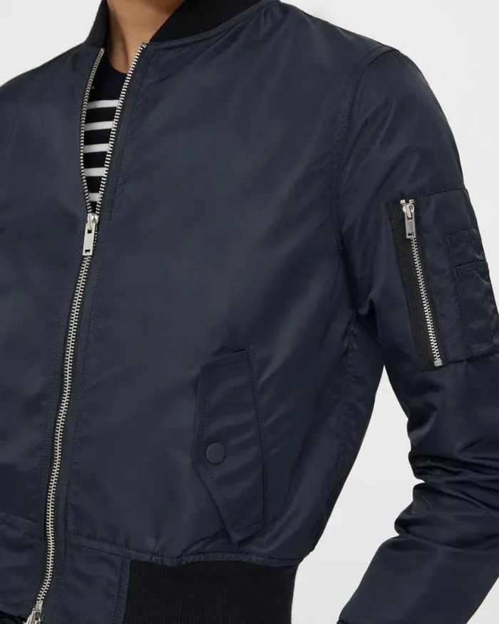 Outerwear Women Theory Classic Bomber Jacket In Recycled Nylon Nocturne Navy Outerwear Women Theory Classic Bomber Jacket In Recycled Nylon Nocturne Navy