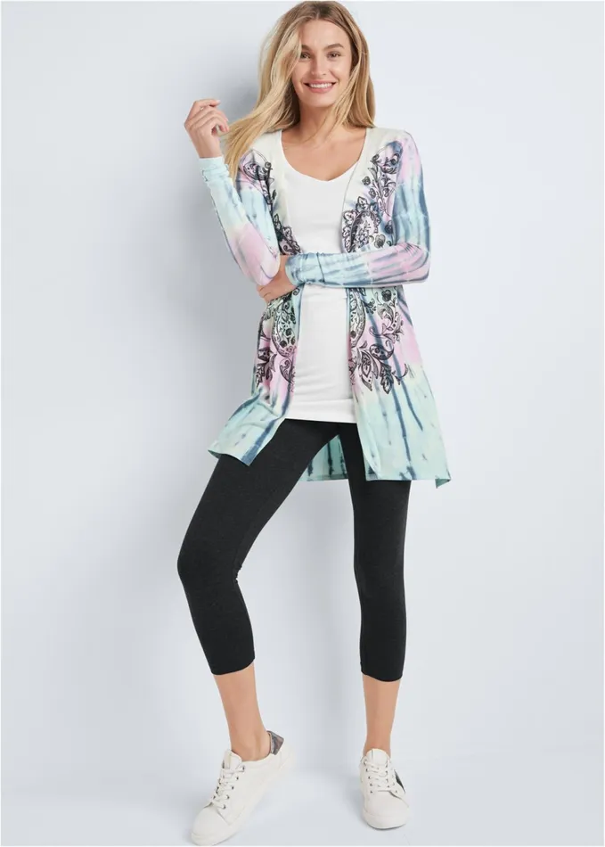 PAISLEY PRINT TIE DYE LOUNGE CARDIGAN Blue Multi Women VENUS Cardigans and Dusters