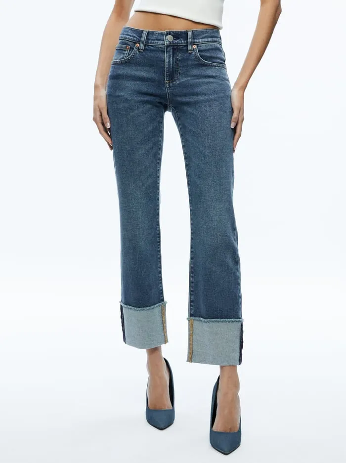 Pants Women Alice Olivia Abilene Cuffed Jean Lola Blue