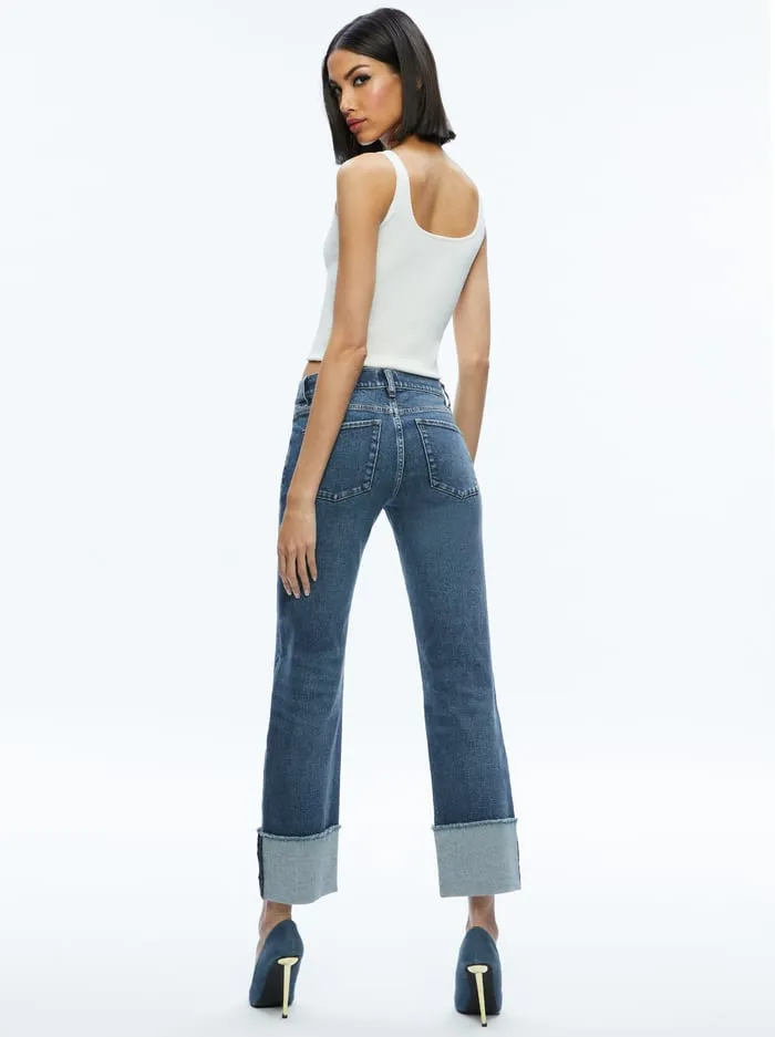 Pants Women Alice Olivia Abilene Cuffed Jean Lola Blue