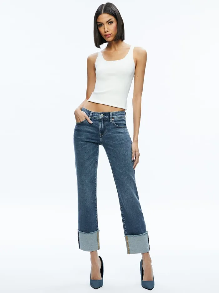 Pants Women Alice Olivia Abilene Cuffed Jean Lola Blue
