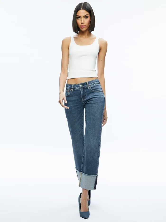 Pants Women Alice Olivia Abilene Cuffed Jean Lola Blue