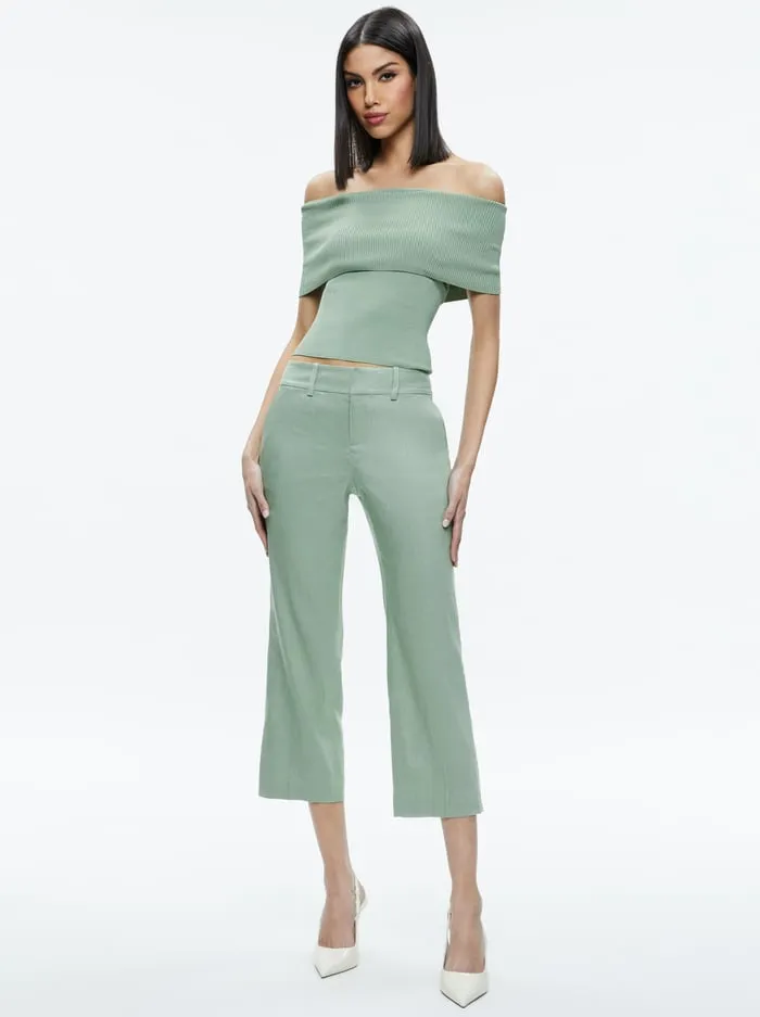 Pants Women Alice Olivia Janis Low Rise Cropped Flare Pant Sage