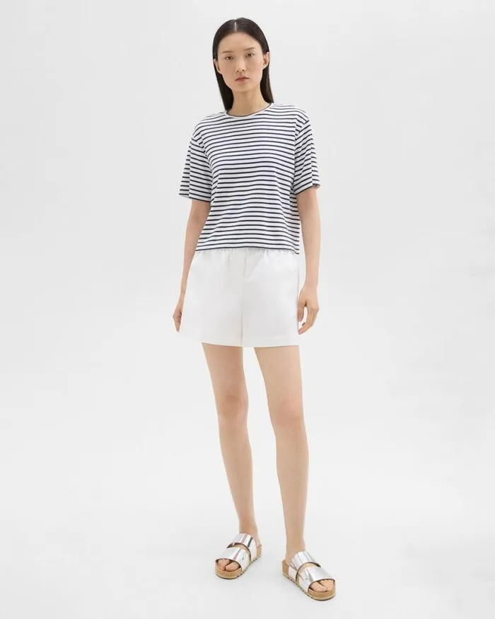 Pants Women Theory Boxer Short In Good Cotton White
