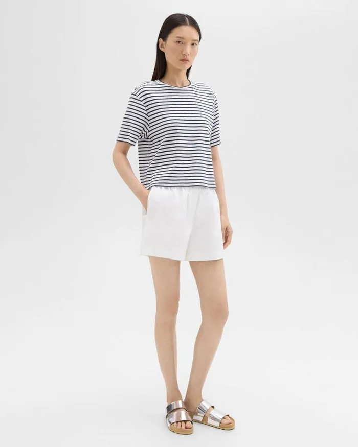 Pants Women Theory Boxer Short In Good Cotton White