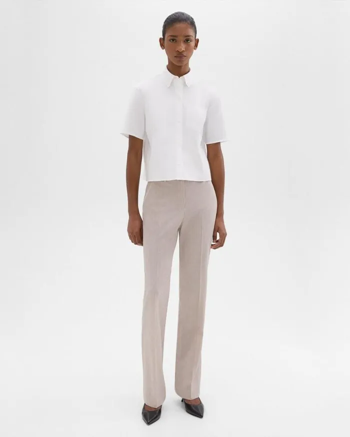 Pants Women Theory Flared Pant In Good Wool Sand Melange