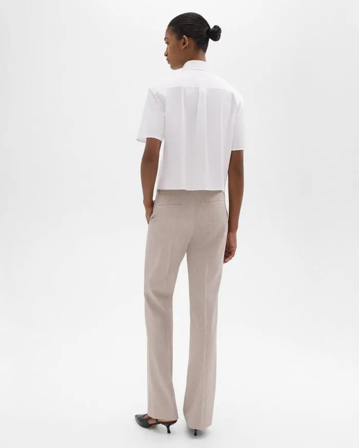 Pants Women Theory Flared Pant In Good Wool Sand Melange