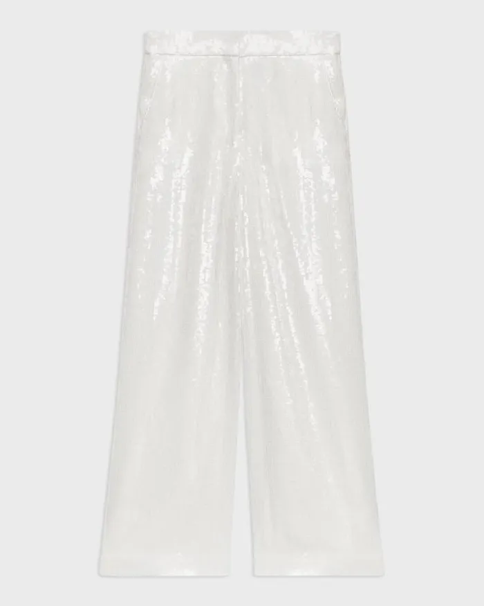 Pants Women Theory HighWaist WideLeg Pant In Recycled Sequins White Pants Women Theory HighWaist WideLeg Pant In Recycled Sequins White