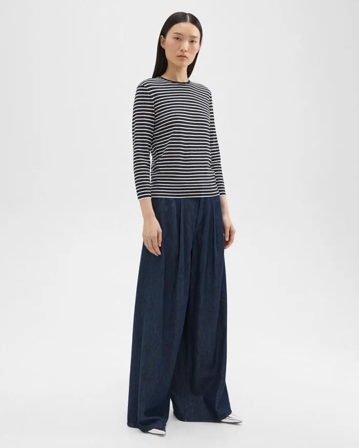 Pants Women Theory Pleated WideLeg Pant In Denim Indigo Pants Women Theory Pleated WideLeg Pant In Denim Indigo