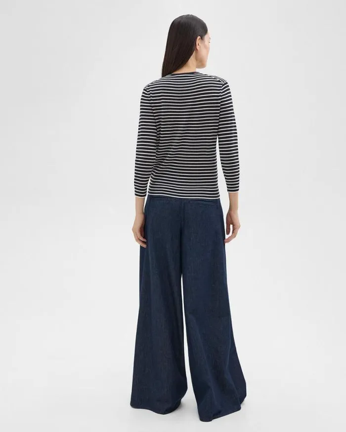 Pants Women Theory Pleated WideLeg Pant In Denim Indigo Pants Women Theory Pleated WideLeg Pant In Denim Indigo