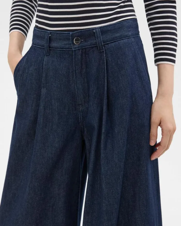 Pants Women Theory Pleated WideLeg Pant In Denim Indigo Pants Women Theory Pleated WideLeg Pant In Denim Indigo