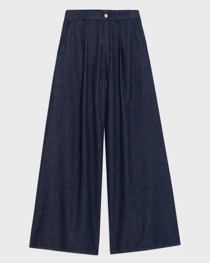 Pants Women Theory Pleated WideLeg Pant In Denim Indigo Pants Women Theory Pleated WideLeg Pant In Denim Indigo
