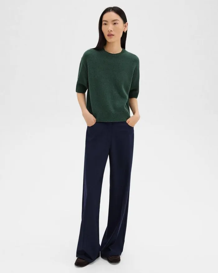Pants Women Theory StraightLeg 5Pocket Pant In Stretch Flannel Dark Navy