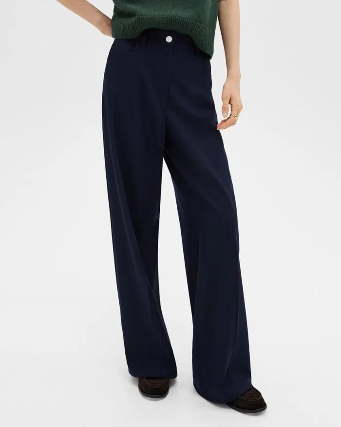 Pants Women Theory StraightLeg 5Pocket Pant In Stretch Flannel Dark Navy Pants Women Theory StraightLeg 5Pocket Pant In Stretch Flannel Dark Navy