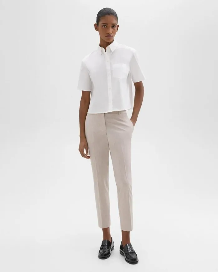 Pants Women Theory Treeca Pant In Good Wool Sand Melange