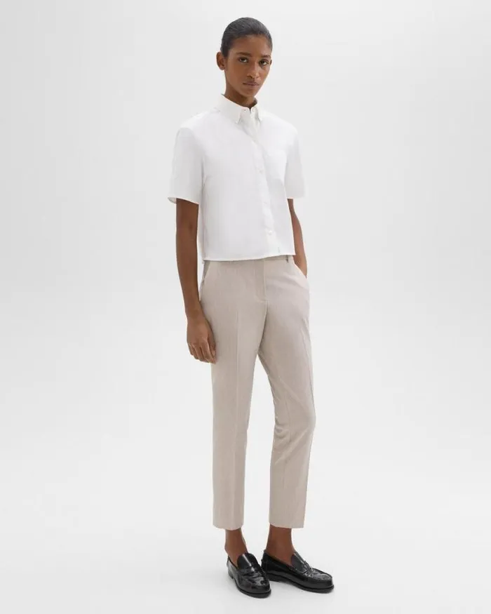 Pants Women Theory Treeca Pant In Good Wool Sand Melange