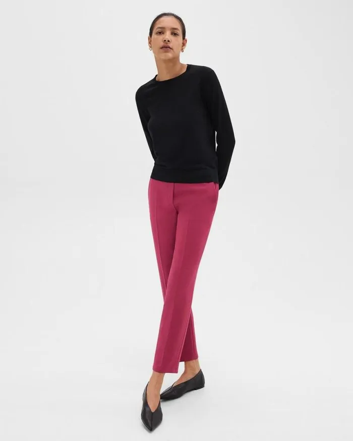 Pants Women Theory Treeca PullOn Pant In Admiral Crepe Deep Rose