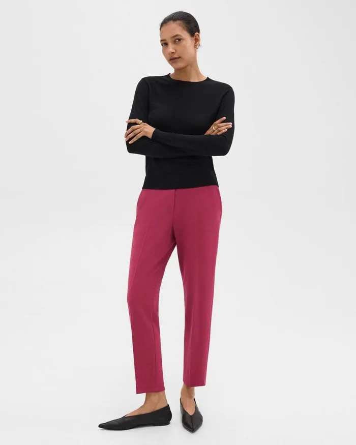 Pants Women Theory Treeca PullOn Pant In Admiral Crepe Deep Rose