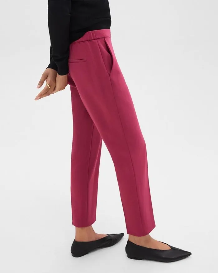 Pants Women Theory Treeca PullOn Pant In Admiral Crepe Deep Rose
