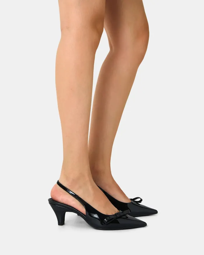 Party INGARIE Black Patent Kitten Heels NOVO Shoes Women