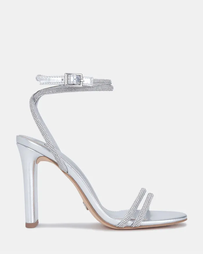 Party NOVO Shoes Women PAINKILLER SILVER Slim Rectangular Heels