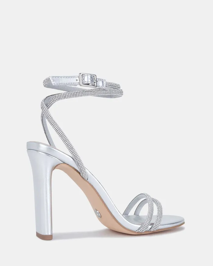 Party NOVO Shoes Women PAINKILLER SILVER Slim Rectangular Heels
