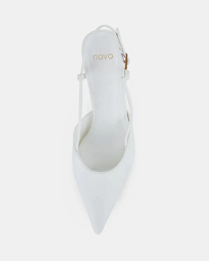 Party Women ISNELLO WHITE Closed Toe Heels NOVO Shoes