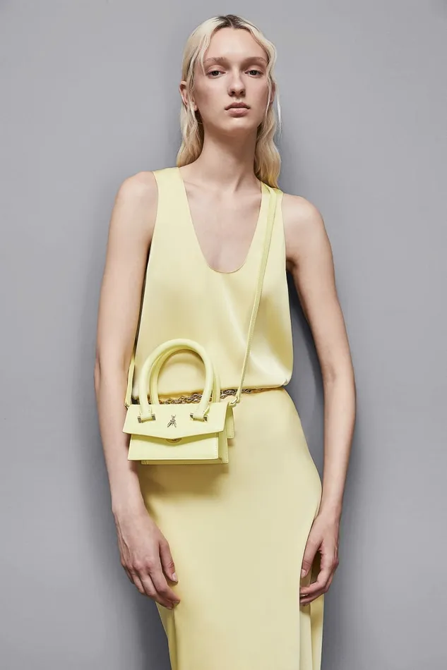 Patrizia Pepe Crossbodys Fly Bamby Leather Mini Shoulder Bag Yellow 8211 Women