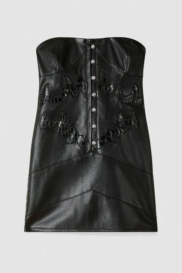 Patrizia Pepe Dresses Bustier Dress With Patchwork Embroidery Black 8211 Women