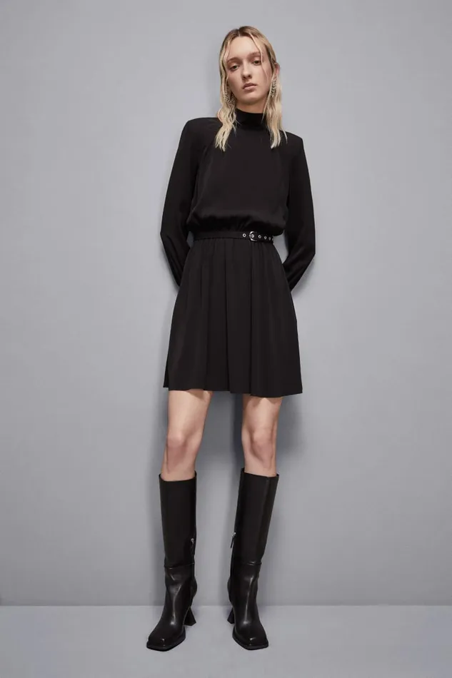 Patrizia Pepe Dresses Essential Twill Belted Dress Black 8211 Women