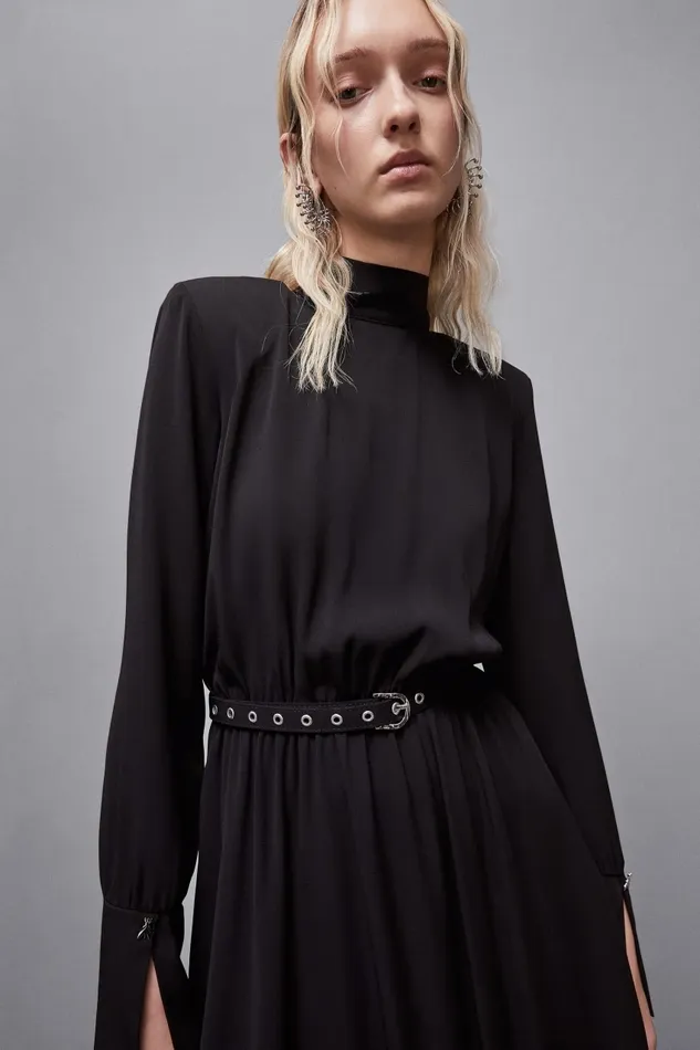Patrizia Pepe Dresses Essential Twill Belted Dress Black 8211 Women