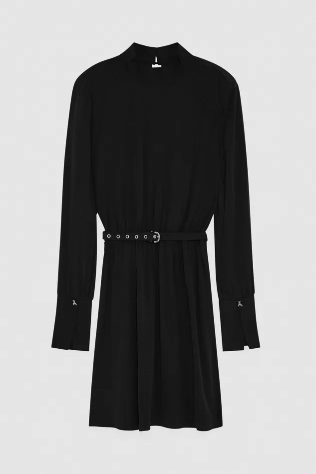 Patrizia Pepe Dresses Essential Twill Belted Dress Black 8211 Women