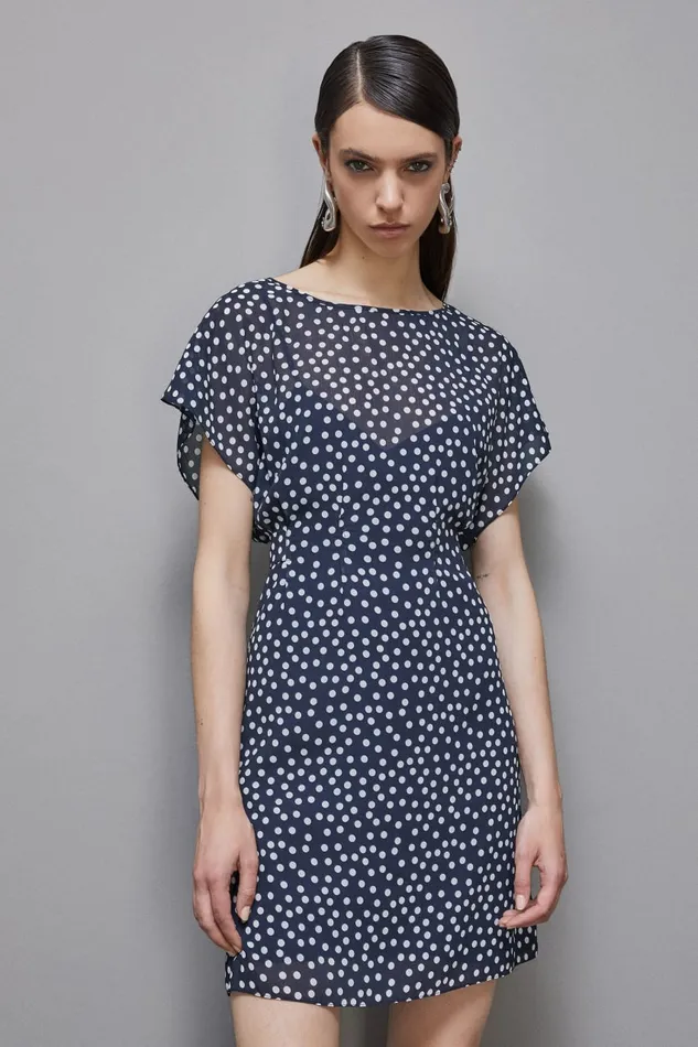 Patrizia Pepe Dresses Patterned Georgette Mini Dress Blue 8211 Women