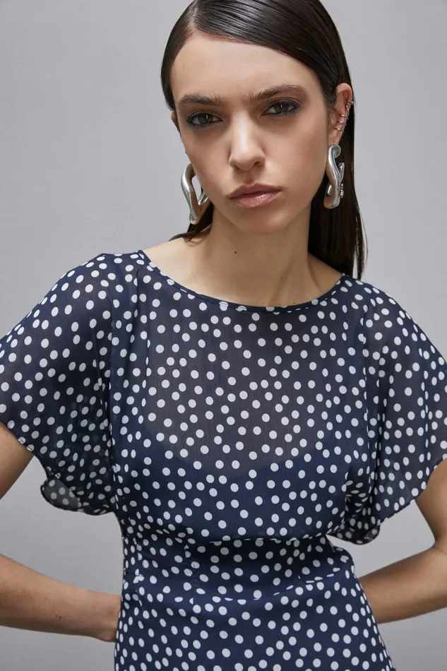 Patrizia Pepe Dresses Patterned Georgette Mini Dress Blue 8211 Women