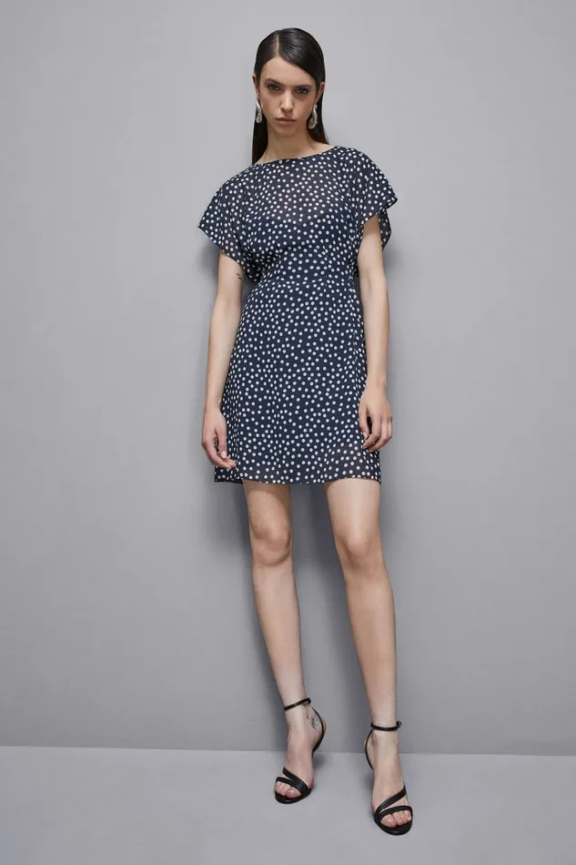 Patrizia Pepe Dresses Patterned Georgette Mini Dress Blue 8211 Women