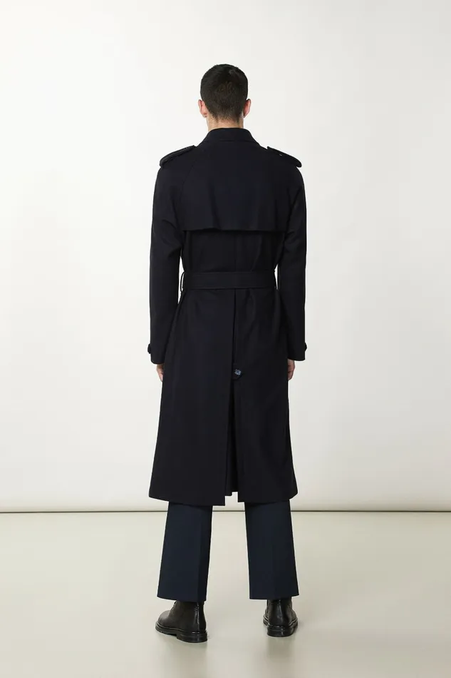 Patrizia Pepe Jackets DoubleBreasted WoolBlend Trench Coat Blue 8211 Men