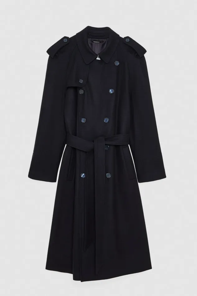 Patrizia Pepe Jackets DoubleBreasted WoolBlend Trench Coat Blue 8211 Men