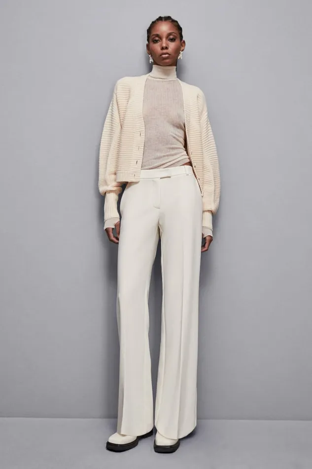 Patrizia Pepe Knitwear Essential Slim Fit Wool Sweater Beige 8211 Women