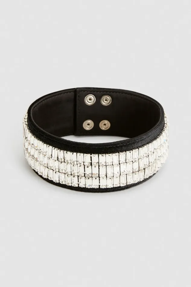 Patrizia Pepe Necklaces Choker With Rectangular Rhinestones Black 8211 Women