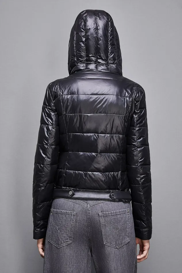 Patrizia Pepe Outerwear Nylon Down Proof Hooded Down Jacket Black 8211 Women