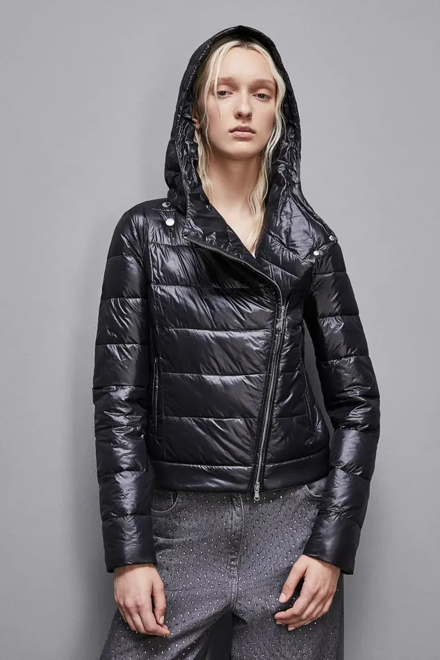 Patrizia Pepe Outerwear Nylon Down Proof Hooded Down Jacket Black 8211 Women
